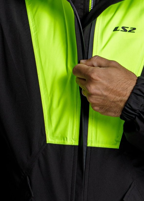 LS2 X-RAIN JACKET BLACK H-V YELLOW